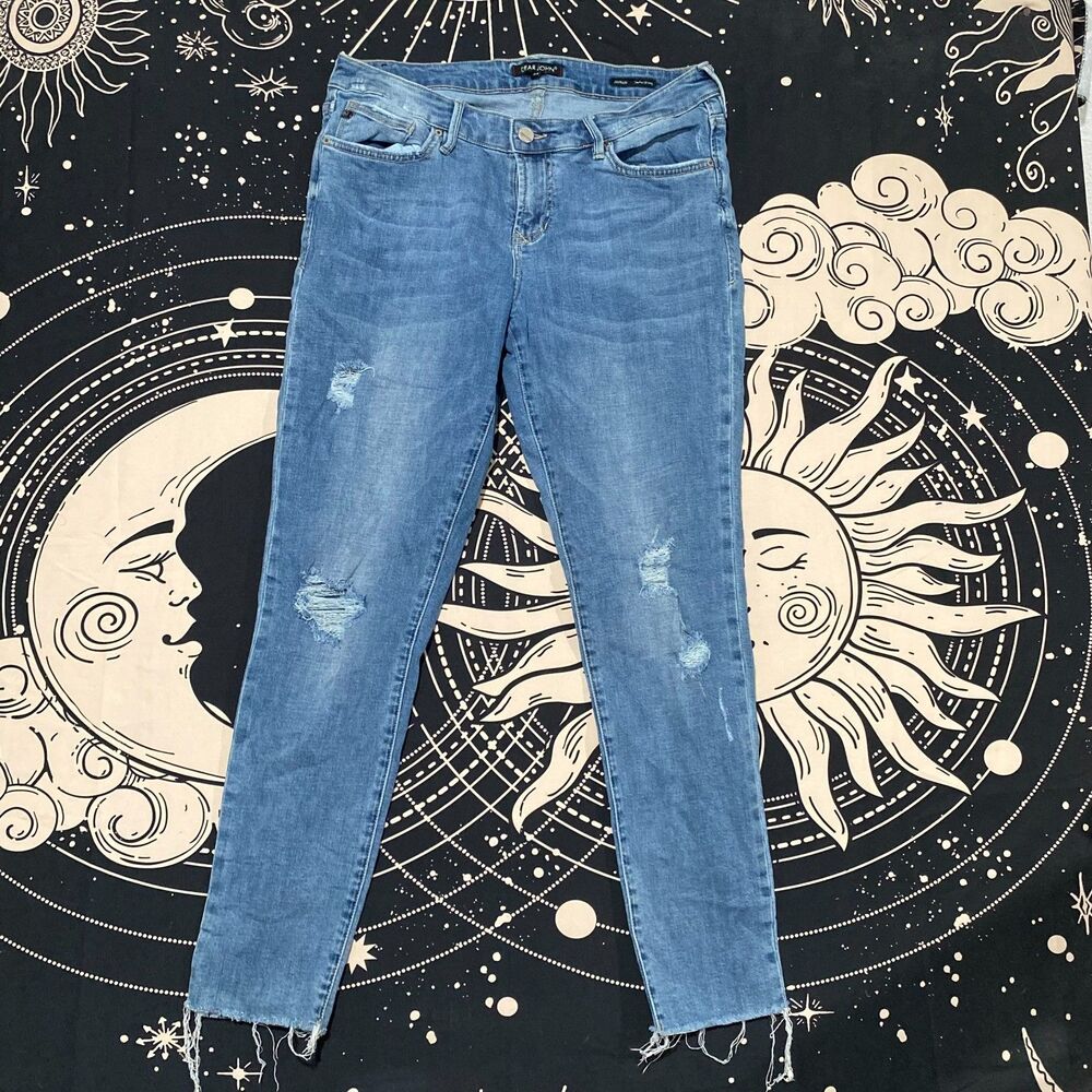 Dear John Joyrich Jeans Womens 29x27 Blue Cotton Denim Skinny Distressed Stretch